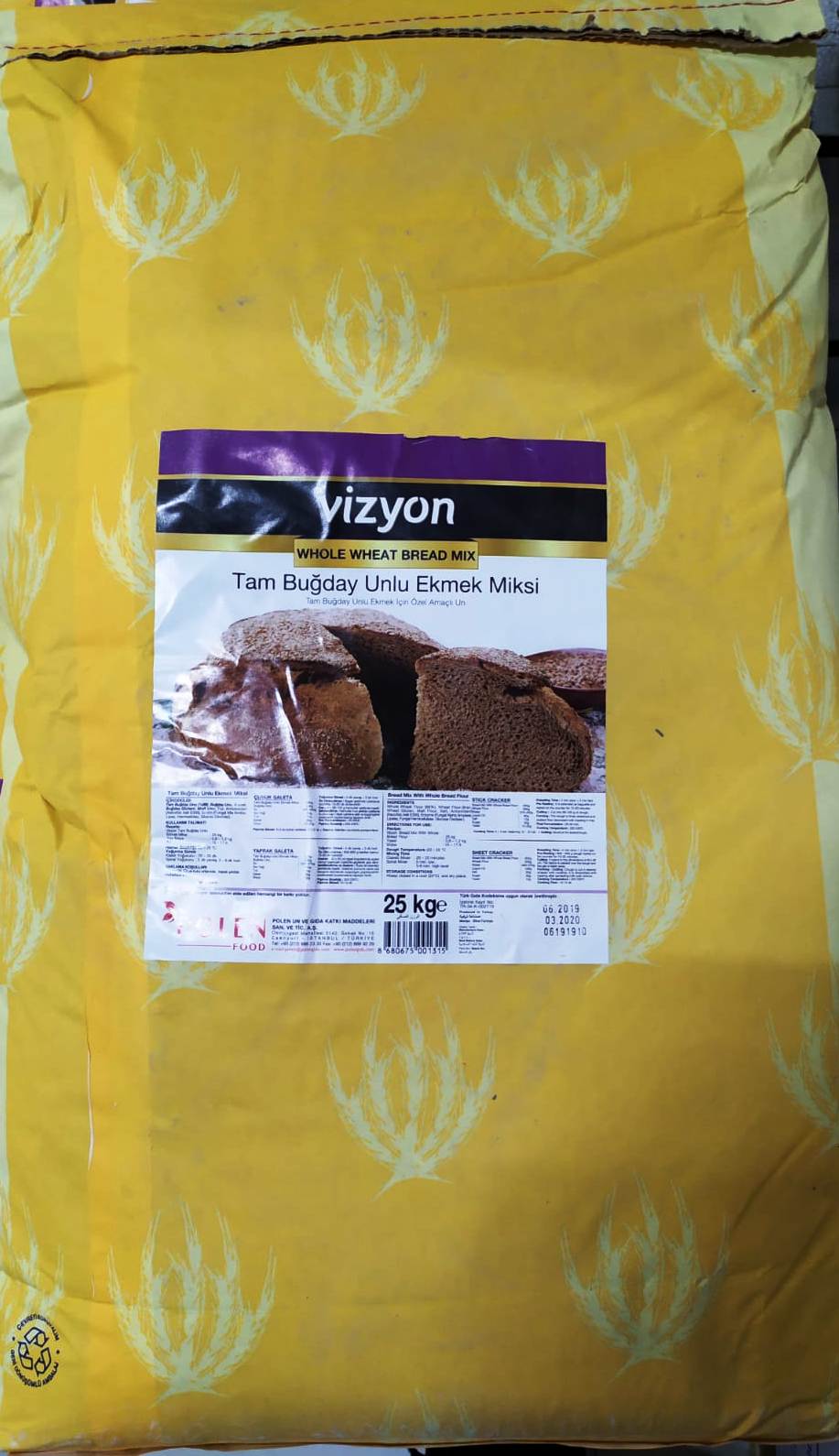 VİZYON EKMEK MİKSİ TAM BUĞDAY UNLU  25Kg
